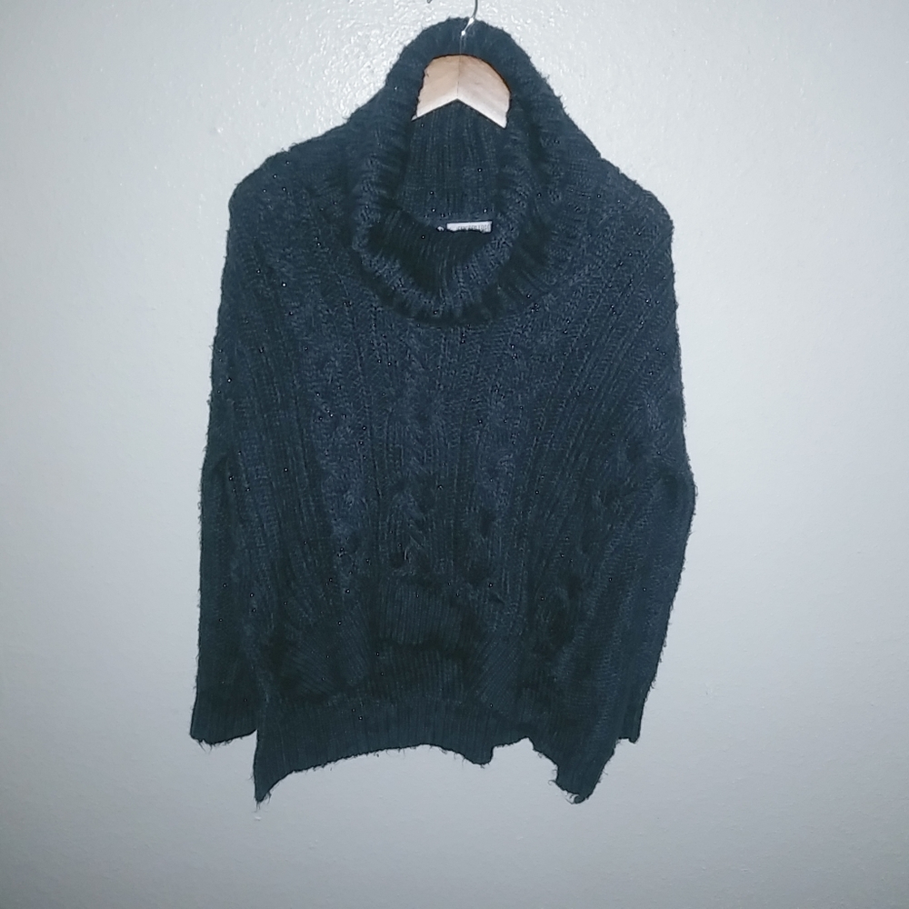 Jennifer Lopez XS Midnite Blue Pullover Cable Knit Sweater